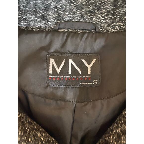 Marc New York Women’s Vest Small Black Gray Knit Stretch Hi Neck Zip Up Pockets - Picture 3 of 8